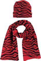 Luxe kinder winterset sjaal en muts tijger print rood - Warme winter mutsen en sjaals voor kinderen