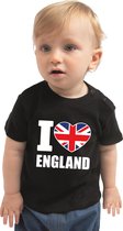 I love England baby shirt zwart jongens en meisjes - Kraamcadeau - Babykleding - Vereningd Koninkrijk landen t-shirt 68 (3-6 maanden)