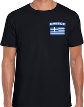 Greece t-shirt met vlag zwart op borst voor heren - Griekenland landen shirt - supporter kleding S