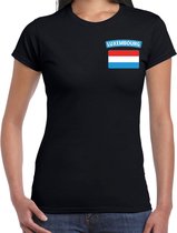 Luxembourg t-shirt met vlag zwart op borst voor dames - Luxemburg landen shirt - supporter kleding XS