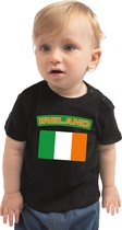Ireland baby shirt met vlag zwart jongens en meisjes - Kraamcadeau - Babykleding - Ierland landen t-shirt 68 (3-6 maanden)
