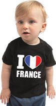 I love France baby shirt zwart jongens en meisjes - Kraamcadeau - Babykleding - Frankrijk landen t-shirt 80 (7-12 maanden)