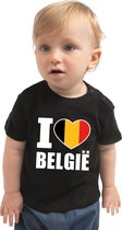 I love Belgie baby shirt zwart jongens en meisjes - Kraamcadeau - Babykleding - Belgie landen t-shirt 62 (1-3 maanden)