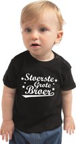 Stoerste grote broer cadeau t-shirt zwart voor peuters / jongens - shirt voor broertjes 98 (13-36 maanden)