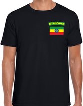 Ethiopia t-shirt met vlag Ethiopie zwart op borst voor heren - Ethiopie landen shirt - supporter kleding S