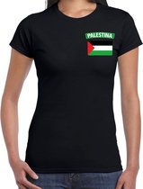 Palestina t-shirt met vlag zwart op borst voor dames - Palestina landen shirt - supporter kleding L