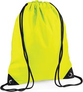 2x stuks nylon sport/zwemmen gymtas/ gymtasje met rijgkoord 45 x 34 cm - fluoriserend geel - Kinder tasjes