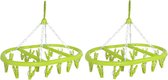 2x morceaux de carrousel de séchage/moulin de séchage vert avec 20 chevilles - Support de séchage/Moulin de séchage/Support de lavage