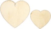 houten harten 5 - 7,5 cm blank per 12 stuks