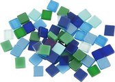 kunststof mini mozaiek vierkant blauw/groen 5x5mm
