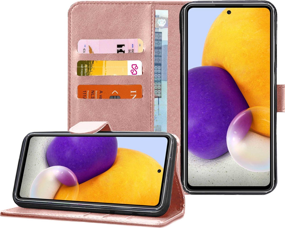 Hoesje geschikt voor Samsung Galaxy A72 - Book Case Portemonnee Hoesje Roségoud