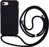 HB Hoesje Geschikt voor Apple iPhone 7 & 8 Zwart - Siliconen Back Cover met Koord