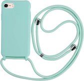 iPhone SE 2022 & SE 2020 Hoesje Turquoise - Siliconen Back Cover met Koord