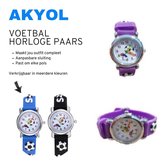 Akyol - Voetbal horloge - Siliconen Kinderhorloge - Meisjes horloge kinderen - kind horloge - horloge - tijd - klok - voetbal - sport horloge - Paars