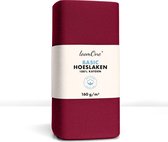 Hoeslaken Loom One – 100% Jersey Katoen – 140x220 cm – épaisseur de matelas jusqu'à 40 cm – 160 g/m² – pour Boxspring-Waterbed - Vin Rouge