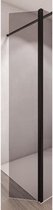 SAINT-GOBAIN Draaibare douchedeur in kit BALEARES GREY -Tijdloos 8 mm gehard glas - L.34.5 cm x H.198 cm - Mat zwart profiel