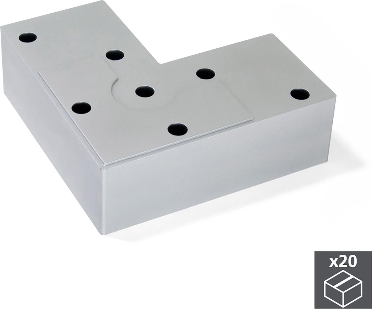 Emuca Voet voor meubels, hoogte 24 mm, Kunststof, Metallic grijs, 20 st.