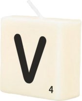 kaars Scrabble letter V wax 2 x 4 cm zwart/wit