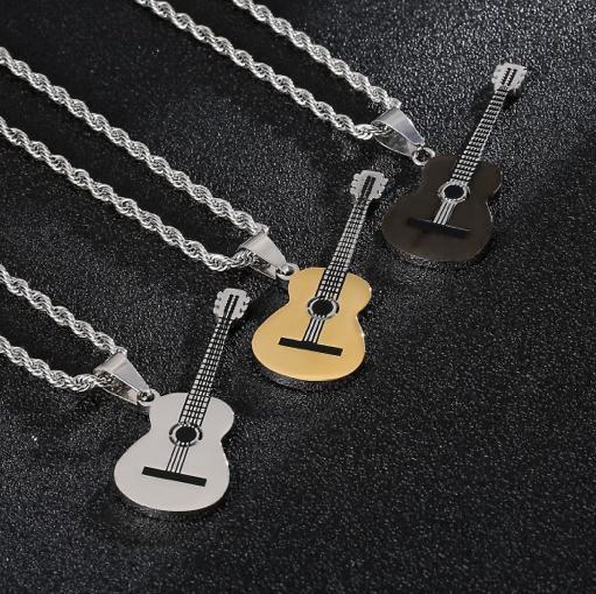 Stainless steel gitaar ketting | Guido | Ketting hanger Gitaar | zilver |  bol.com