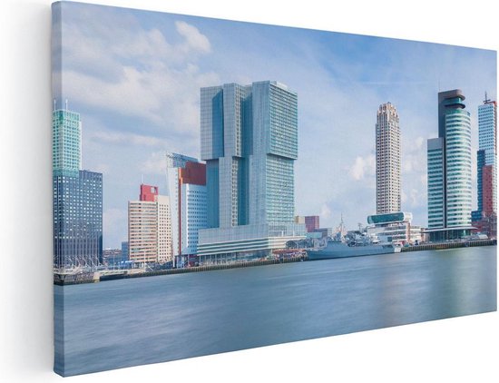 Artaza - Canvas Schilderij - Rotterdamse Skyline Aan Het Water - Foto Op Canvas - Canvas Print