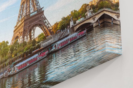 Artaza Tableau sur toile Tour Eiffel à Paris sur l' Water - 120x60 - Groot - Photo sur toile - Impression sur toile