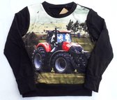 Zwarte jongens  Sweaters rode stoere tractor 98/104