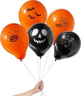 The Twiddlers - 100 Stuks latex Halloween ballonnen - Hoge kwaliteit party ballonnen decoratie oranje en zwart