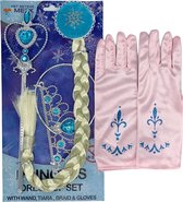 Het Betere Merk - voor bij je prinsessenjurk - Frozen speelgoed - Prinsessen blauw accessoireset - Blauw - Roze - Elsa Vlecht - Kroon - Toverstaf - Handschoenen
