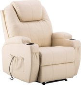 Monkey's Elektrische Massagestoel - Massagestoel - Relax stoel - Chill stoel - Creme - Kunstleer - Tv stoel - Warmtefunctie - Lig en trilfunctie - 92 x 92 x 109 cm