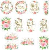Cutouts babyshower bloemen 12 stuks meisjes