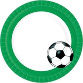 feestborden Voetbal junior 22 cm papier groen/wit 10 stuks