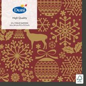 servetten Divine 3-laags 24 x 24 cm rood/goud 20 stuks
