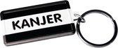 sleutelhanger Kanjer 13,5 x 4,5 cm staal zwart/wit