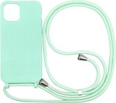 HB Hoesje Geschikt voor Apple iPhone 12 Pro Max Turquoise - Siliconen Back Cover met Koord