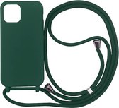 HB Hoesje Geschikt voor Apple iPhone 12 & 12 Pro Groen - Siliconen Back Cover met Koord
