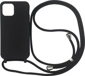 iPhone 12 Mini Hoesje Zwart - Siliconen Back Cover met Koord