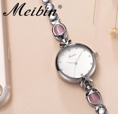 Longbo - Meibin - Dames Horloge - Zilver/Roze - 27mm