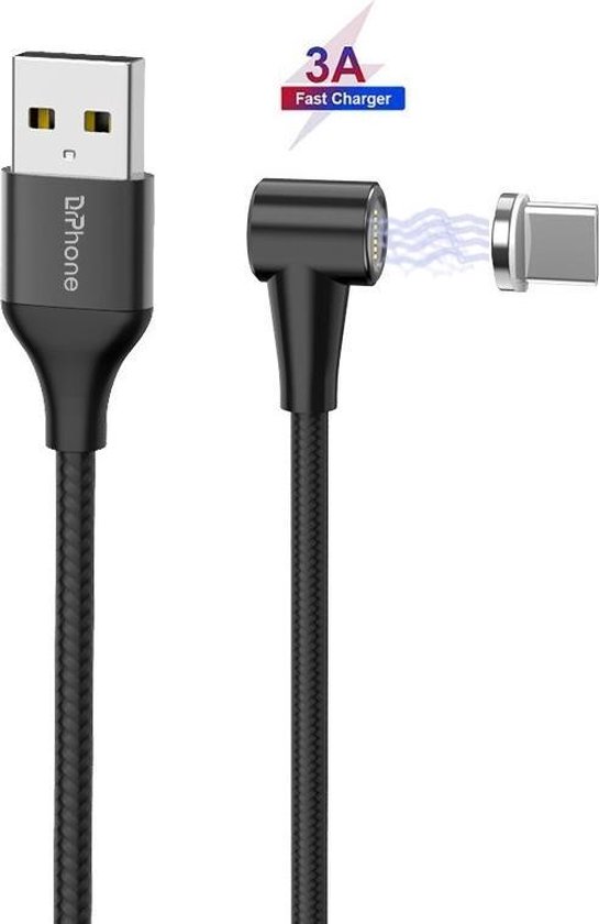 Baseus Micro-USB Gevlochten Nylon Haakse Kabel 2 Meter Zwart