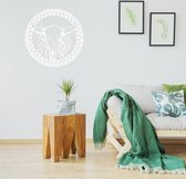 Muursticker Buffalo -  Wit -  Ø 60 cm  -  slaapkamer  woonkamer  dieren - Muursticker4Sale