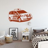 Muursticker Politie Auto -  Bruin -  80 x 45 cm  -  baby en kinderkamer - Muursticker4Sale