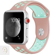 NC Silicone bandje voor de Apple Watch 38/40MM - Horloge Bandje - Polsband - Apple Watch 1/2/3/4/5/6/SE - Pink/Green