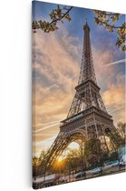 Artaza Canvas Schilderij Eiffeltoren In Parijs Tijdens Zonsondergang - 20x30 - Klein - Foto Op Canvas - Canvas Print