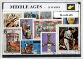 Middeleeuwen – Luxe postzegel pakket (A6 formaat) : collectie van 25 verschillende postzegels van middeleeuwen – kan als ansichtkaart in een A6 envelop - authentiek cadeau - kado - geschenk - kaart -oudheid - romeinse rijk - renaissance - germaans