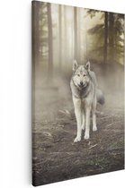 Artaza Canvas Schilderij Grijze Wolf In Het Bos - 20x30 - Klein - Foto Op Canvas - Canvas Print