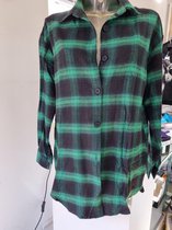 Damesmode geruite blouse, zwart/groen, maat S/M