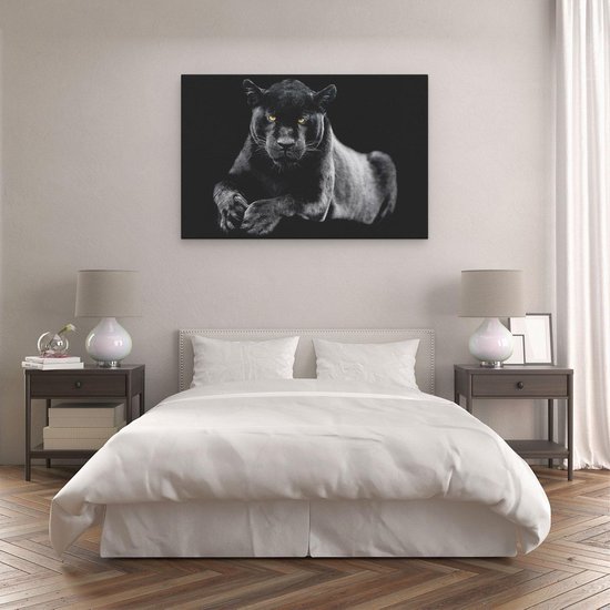 Artaza - Peinture sur toile - Panthère noire - 120 x 80 - Groot - Photo sur toile - Impression sur toile