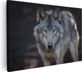 Artaza Canvas Schilderij Wolvenkop - Grijze Wolf - 120x80 - Groot - Foto Op Canvas - Wanddecoratie Woonkamer