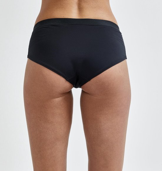Achterkant van een zwarte Craft sportonderbroek met elastische tailleband.