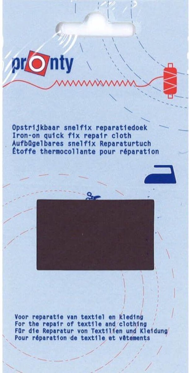 PRONTY REPARATIEDOEK SNELFIX OPSTRIJKB. - 11 x 25 cm KATOEN - 078 D.GRIJS.