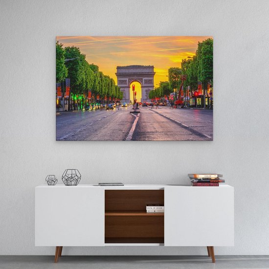 Artaza Toile Peinture Arc De Triomphe A Paris De La Rue - 90x60 - Tableau Sur Toile - Impression Sur Toile